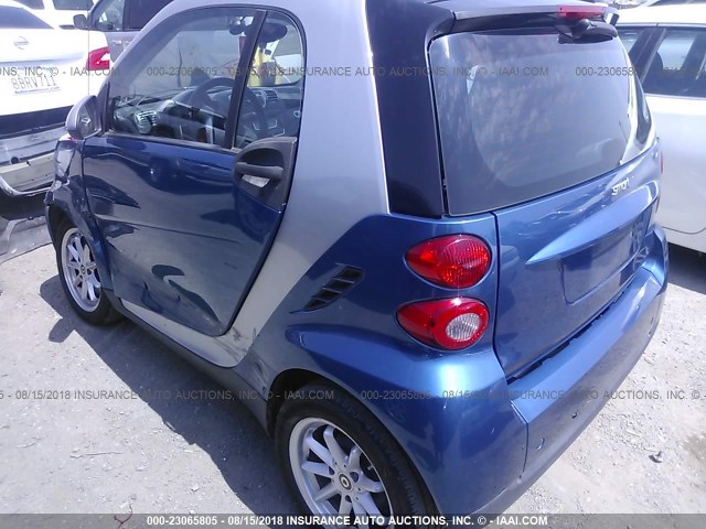 WMEEJ31X69K237126 - 2009 SMART FORTWO PURE/PASSION BLUE photo 3