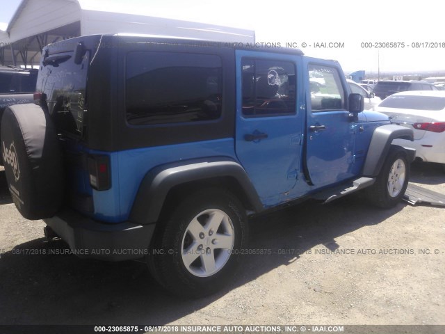 1C4BJWDG3FL511239 - 2015 JEEP WRANGLER UNLIMITE SPORT BLUE photo 4