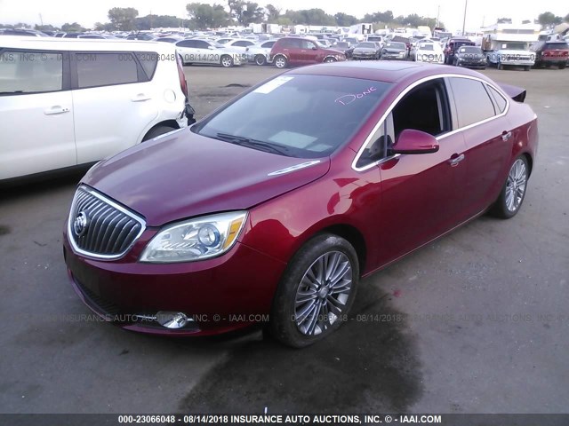 1G4PT5SV4D4197776 - 2013 BUICK VERANO PREMIUM RED photo 2