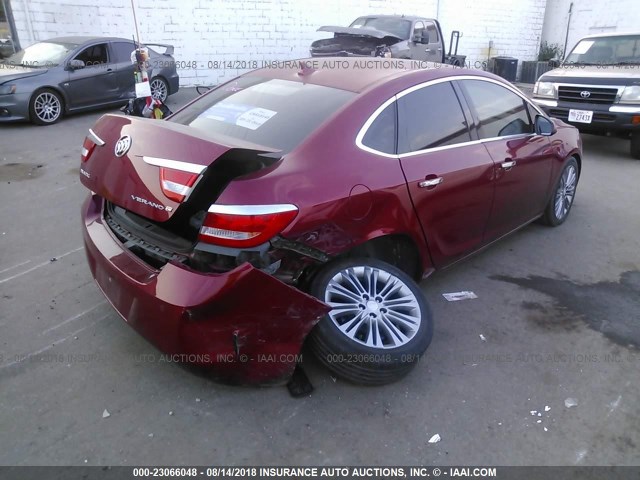 1G4PT5SV4D4197776 - 2013 BUICK VERANO PREMIUM RED photo 4