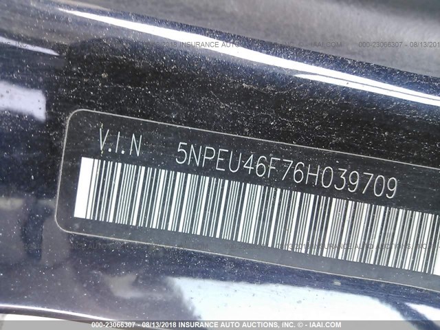 5NPEU46F76H039709 - 2006 HYUNDAI SONATA GLS/LX Dark Blue photo 9