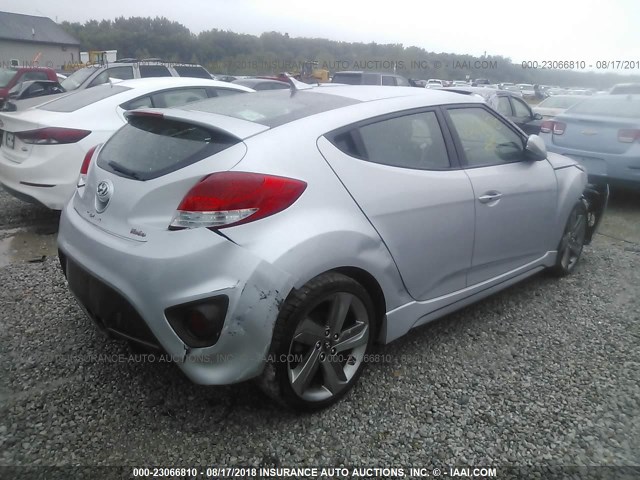 KMHTC6AE9DU177755 - 2013 HYUNDAI VELOSTER TURBO SILVER photo 4