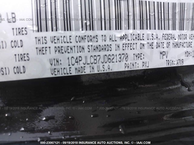 1C4PJLCB7JD621370 - 2018 JEEP CHEROKEE LATITUDE Czarny zdjęcie 9