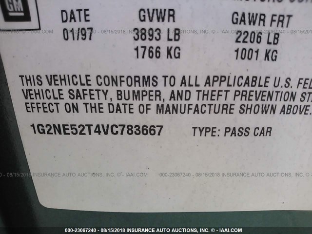 1G2NE52T4VC783667 - 1997 PONTIAC GRAND AM SE GREEN photo 9