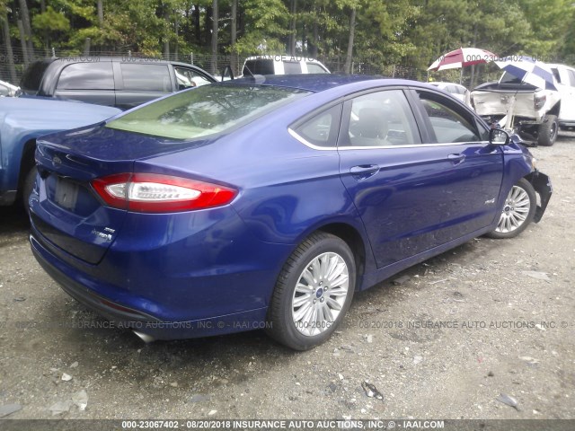 3FA6P0LU9DR225355 - 2013 FORD FUSION SE HYBRID BLUE photo 4