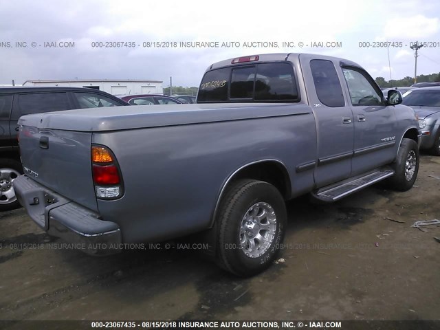 5TBRN34122S231813 - 2002 TOYOTA TUNDRA ACCESS CAB SR5 GRAY photo 4