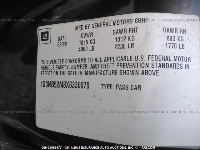 1G1NE52J8Y6229537 - 2000 CHEVROLET MALIBU LS Қара фото 9