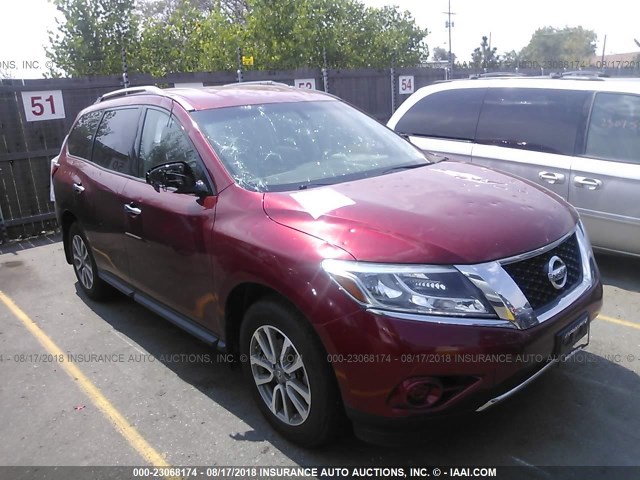 5N1AR2MM8EC604139 - 2014 NISSAN PATHFINDER S/SV/SL/PLATINUM BURGUNDY photo 1