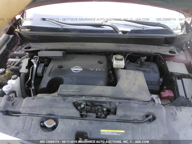 5N1AR2MM8EC604139 - 2014 NISSAN PATHFINDER S/SV/SL/PLATINUM BURGUNDY photo 10
