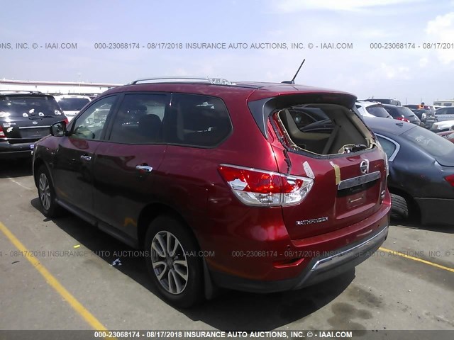 5N1AR2MM8EC604139 - 2014 NISSAN PATHFINDER S/SV/SL/PLATINUM BURGUNDY photo 3