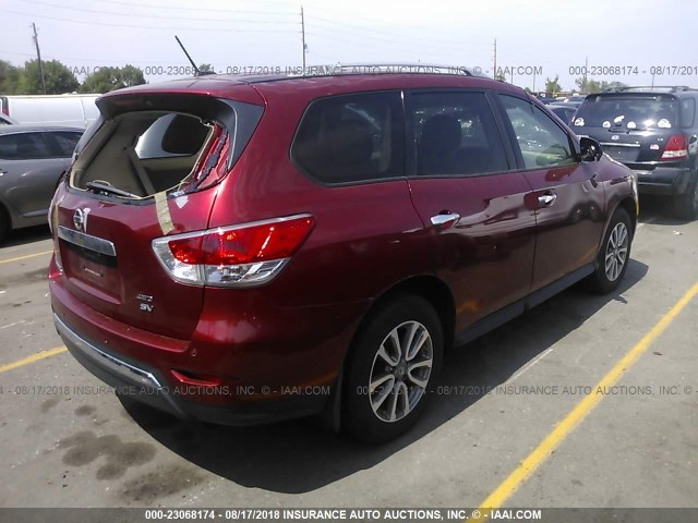 5N1AR2MM8EC604139 - 2014 NISSAN PATHFINDER S/SV/SL/PLATINUM BURGUNDY photo 4