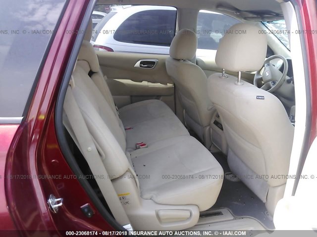 5N1AR2MM8EC604139 - 2014 NISSAN PATHFINDER S/SV/SL/PLATINUM BURGUNDY photo 8