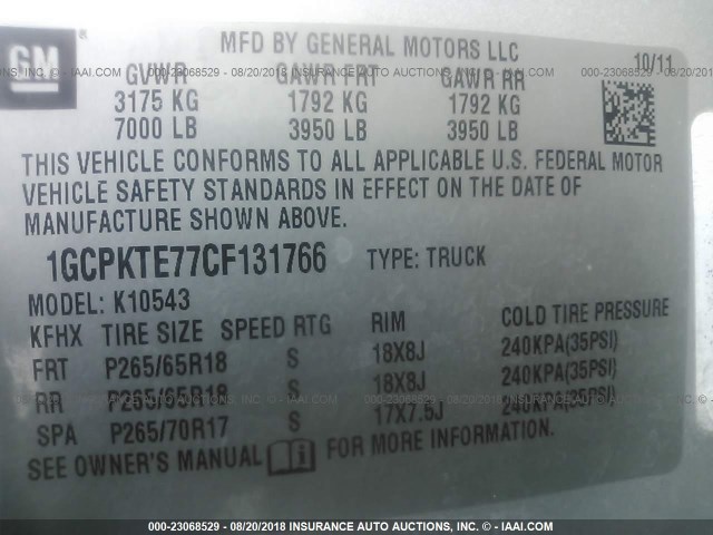 1GCPKTE77CF131766 - 2012 CHEVROLET SILVERADO K1500 LTZ SILVER photo 9