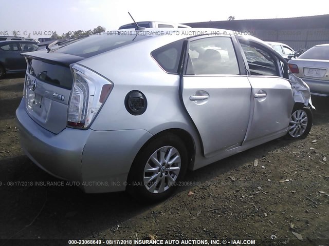 JTDKN3DP6E3052872 - 2014 TOYOTA PRIUS PLUG-IN  SILVER photo 4