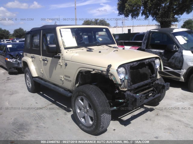 1J4BA3H17BL568276 - 2011 JEEP WRANGLER UNLIMITE SPORT TAN photo 1