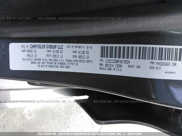 1C3CCCCB8FN573554 - 2015 CHRYSLER 200 C GRAY photo 9