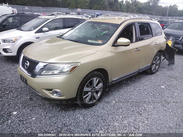 5N1AR2MM3DC629982 - 2013 NISSAN PATHFINDER S/SV/SL/PLATINUM Champagne photo 2