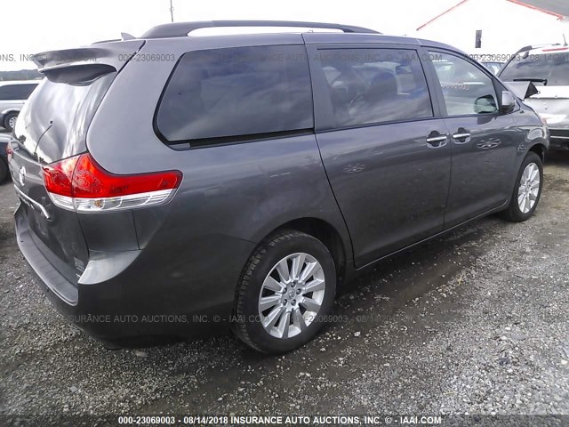 5TDYK3DC9CS212934 - 2012 TOYOTA SIENNA XLE/LIMITED GRAY photo 4