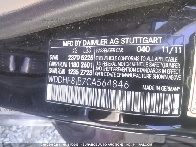 WDDHF8JB7CA564846 - 2012 MERCEDES-BENZ E 350 4MATIC BLACK photo 9