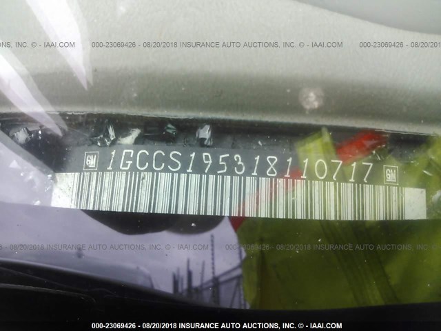 1GCCS195318110717 - 2001 CHEVROLET S TRUCK S10 WHITE photo 9