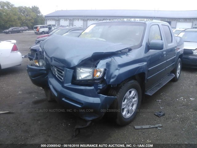 2HJYK16576H517821 - 2006 HONDA RIDGELINE RTL BLUE photo 2