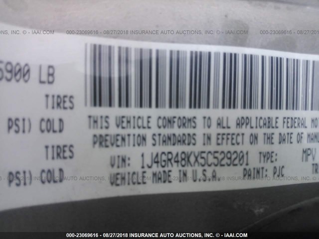 1J4GR48KX5C529201 - 2005 JEEP GRAND CHEROKEE LAREDO/COLUMBIA/FREEDOM 金色 照片 9