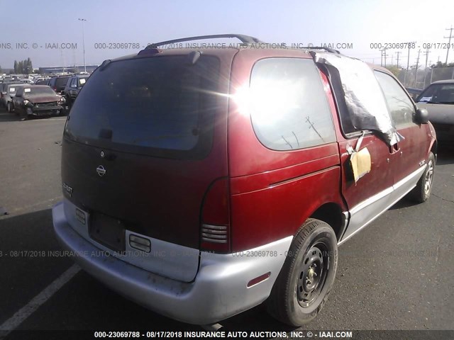 4N2DN1112VD829908 - 1997 NISSAN QUEST XE/GXE RED photo 4