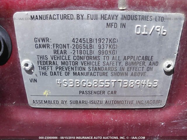 4S3BG6855T7389463 - 1996 SUBARU LEGACY OUTBACK RED photo 9