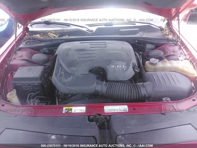 2C3CDYAG6DH593025 - 2013 DODGE CHALLENGER SXT RED photo 10