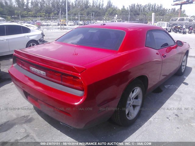 2C3CDYAG6DH593025 - 2013 DODGE CHALLENGER SXT RED photo 4