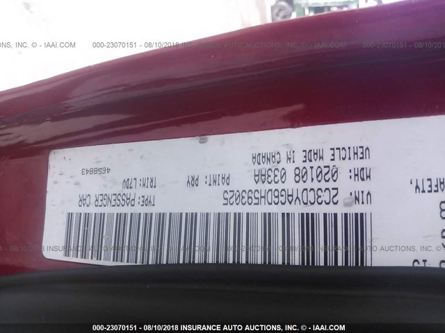 2C3CDYAG6DH593025 - 2013 DODGE CHALLENGER SXT RED photo 9