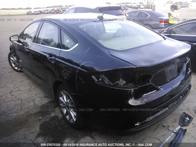 3FA6P0LU9HR233736 - 2017 FORD FUSION SE HYBRID BLACK photo 3