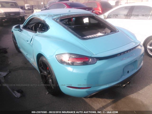 WPOAB2A81HS285175 - 2017 PORSCHE 718 CAYMAN  TEAL photo 3