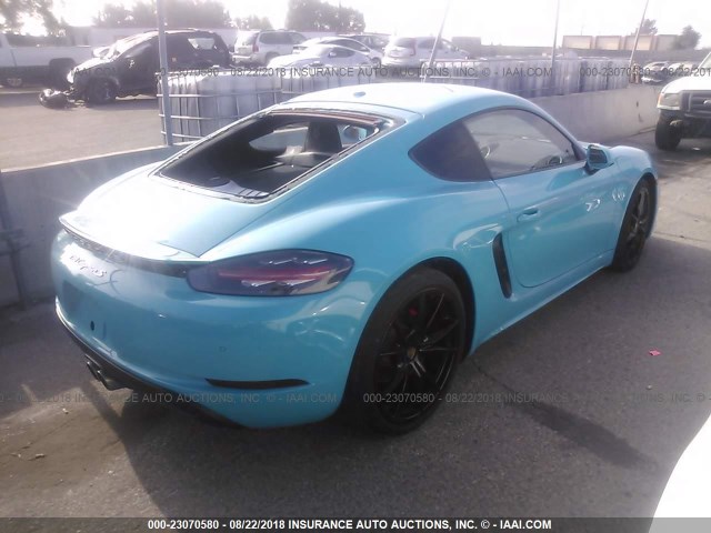 WPOAB2A81HS285175 - 2017 PORSCHE 718 CAYMAN  TEAL photo 4