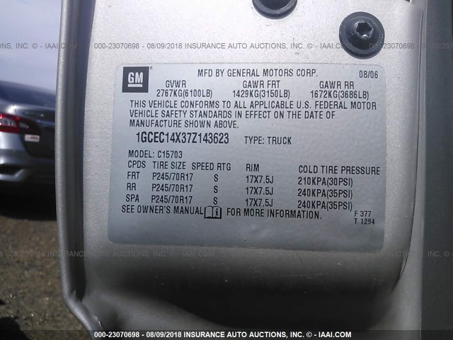 1GCEC14X37Z143623 - 2007 CHEVROLET SILVERADO C1500 CLASSIC TAN photo 9