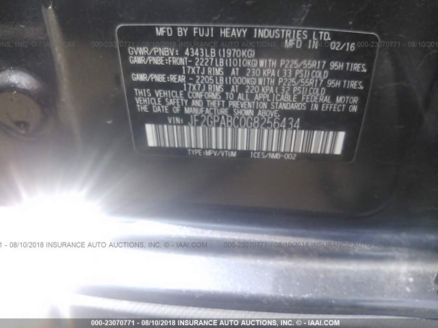 JF2GPABC0G8256434 - 2016 SUBARU CROSSTREK PREMIUM ლურჯი ფოტო 9