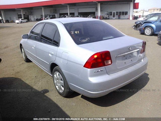 1HGES25701L062016 - 2001 HONDA CIVIC EX GRAY photo 3