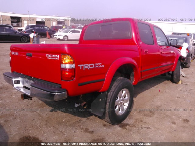 5TEGN92NX2Z000989 - 2002 TOYOTA TACOMA DOUBLE CAB PRERUNNER RED photo 4