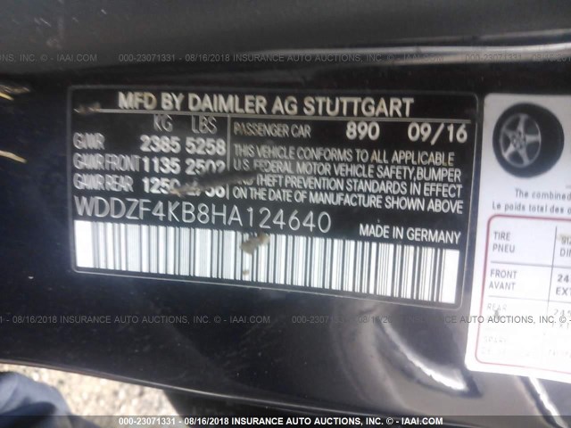 WDDZF4KB8HA124640 - 2017 MERCEDES-BENZ E 300 4MATIC Navy photo 9