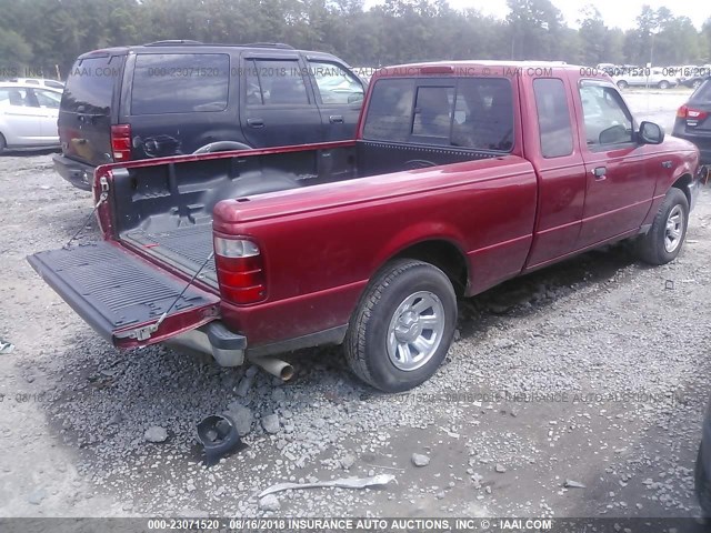 1FTYR44U24PA38808 - 2004 FORD RANGER SUPER CAB RED photo 4