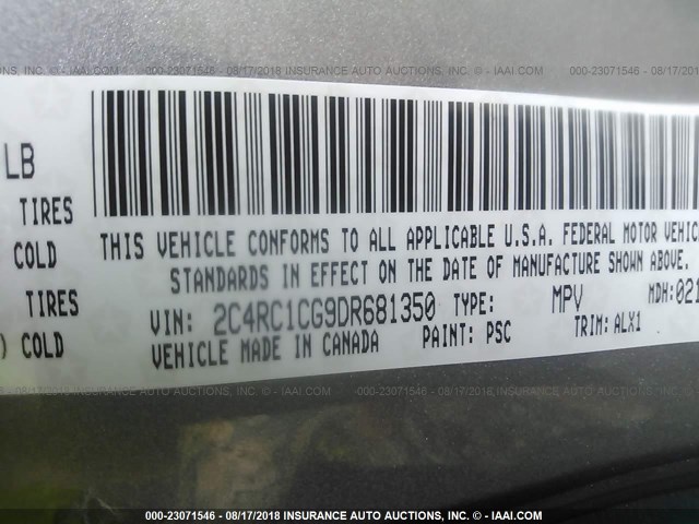 2C4RC1CG9DR681350 - 2013 CHRYSLER TOWN & COUNTRY TOURING L SILVER photo 9