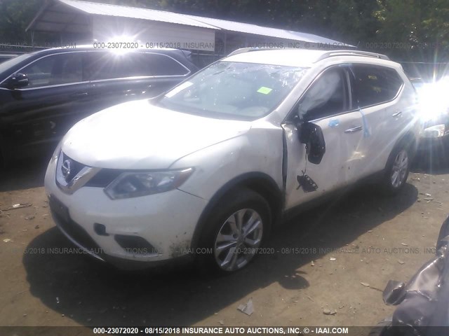 5N1AT2MV2EC858424 - 2014 NISSAN ROGUE S/SL/SV WHITE photo 2