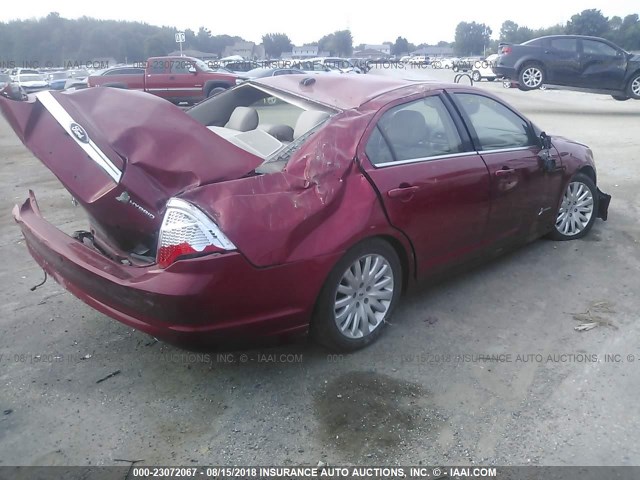 3FADP0L3XCR180293 - 2012 FORD FUSION HYBRID RED photo 4