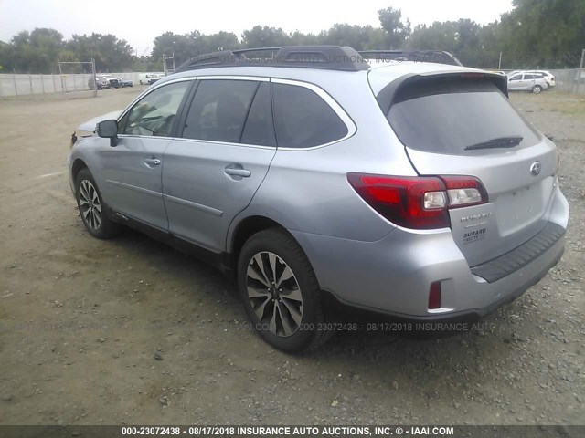 4S4BSBNC8F3285292 - 2015 SUBARU OUTBACK 2.5I LIMITED SILVER photo 3