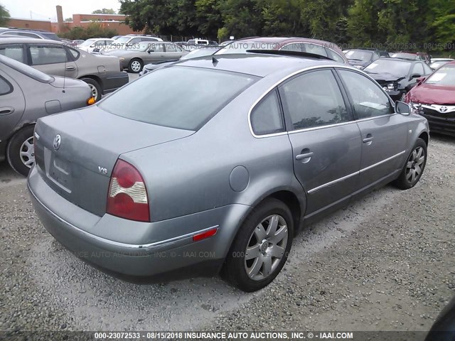 WVWRH63B63P399377 - 2003 VOLKSWAGEN PASSAT GLX GRAY photo 4