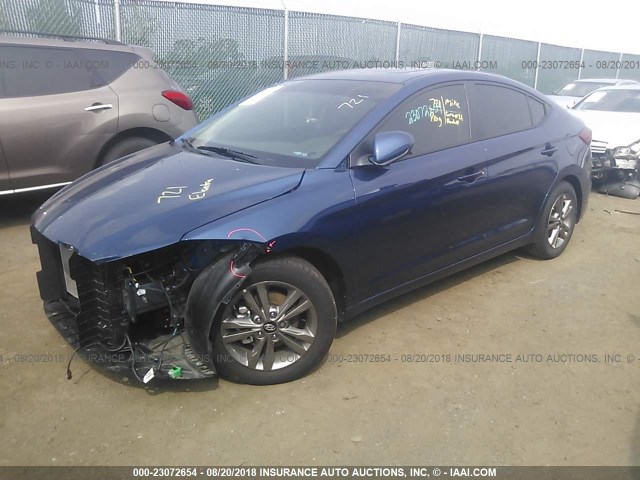 5NPD84LF4JH288286 - 2018 HYUNDAI ELANTRA SEL/VALUE/LIMITED BLUE photo 2