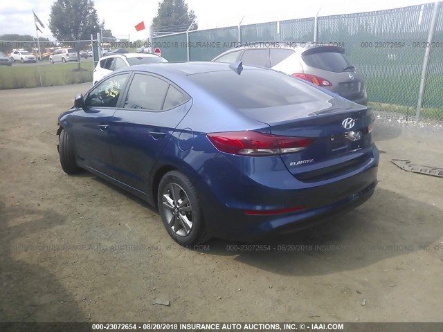 5NPD84LF4JH288286 - 2018 HYUNDAI ELANTRA SEL/VALUE/LIMITED BLUE photo 3