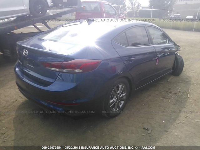 5NPD84LF4JH288286 - 2018 HYUNDAI ELANTRA SEL/VALUE/LIMITED BLUE photo 4