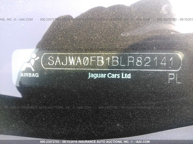 SAJWA0FB1BLR82141 - 2011 JAGUAR XF BLACK photo 9