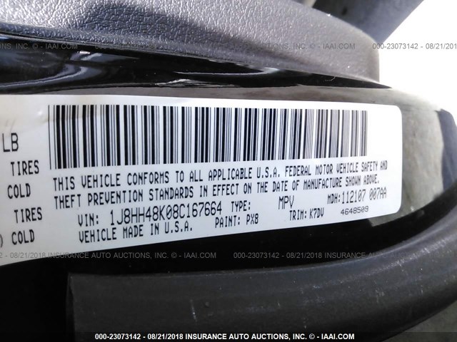 1J8HH48K08C167664 - 2008 JEEP COMMANDER SPORT Սև լուսանկար 9